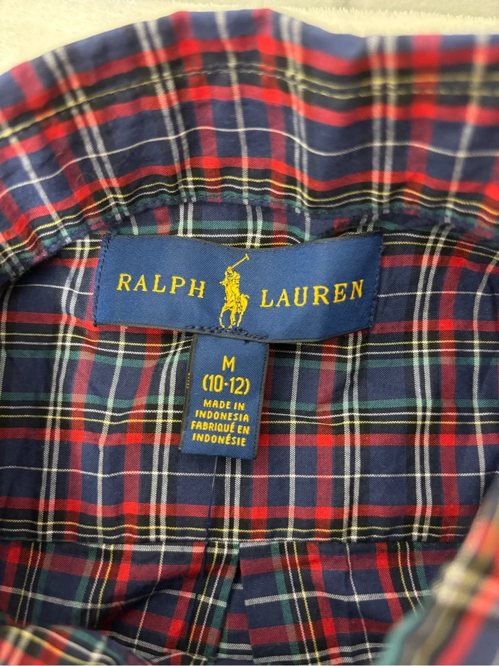 Ralph Lauren BOY Red & Blue Plaid Button-Down‎ Shirt Size M (10-12)